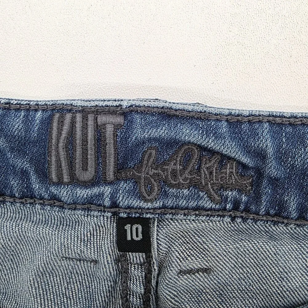 KUT from the Kloth Womens 10 Blue Skinny Jeans Distressed Stretch Mid Rise Denim